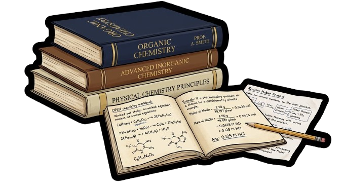 Stack of chemistry books
